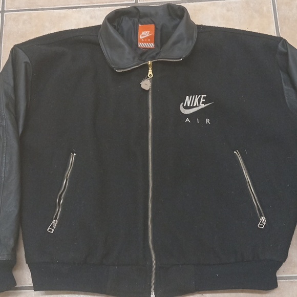 Mens Vintage Nike Air Varsity Wool Leather Jacket L - Picture 3 of 11